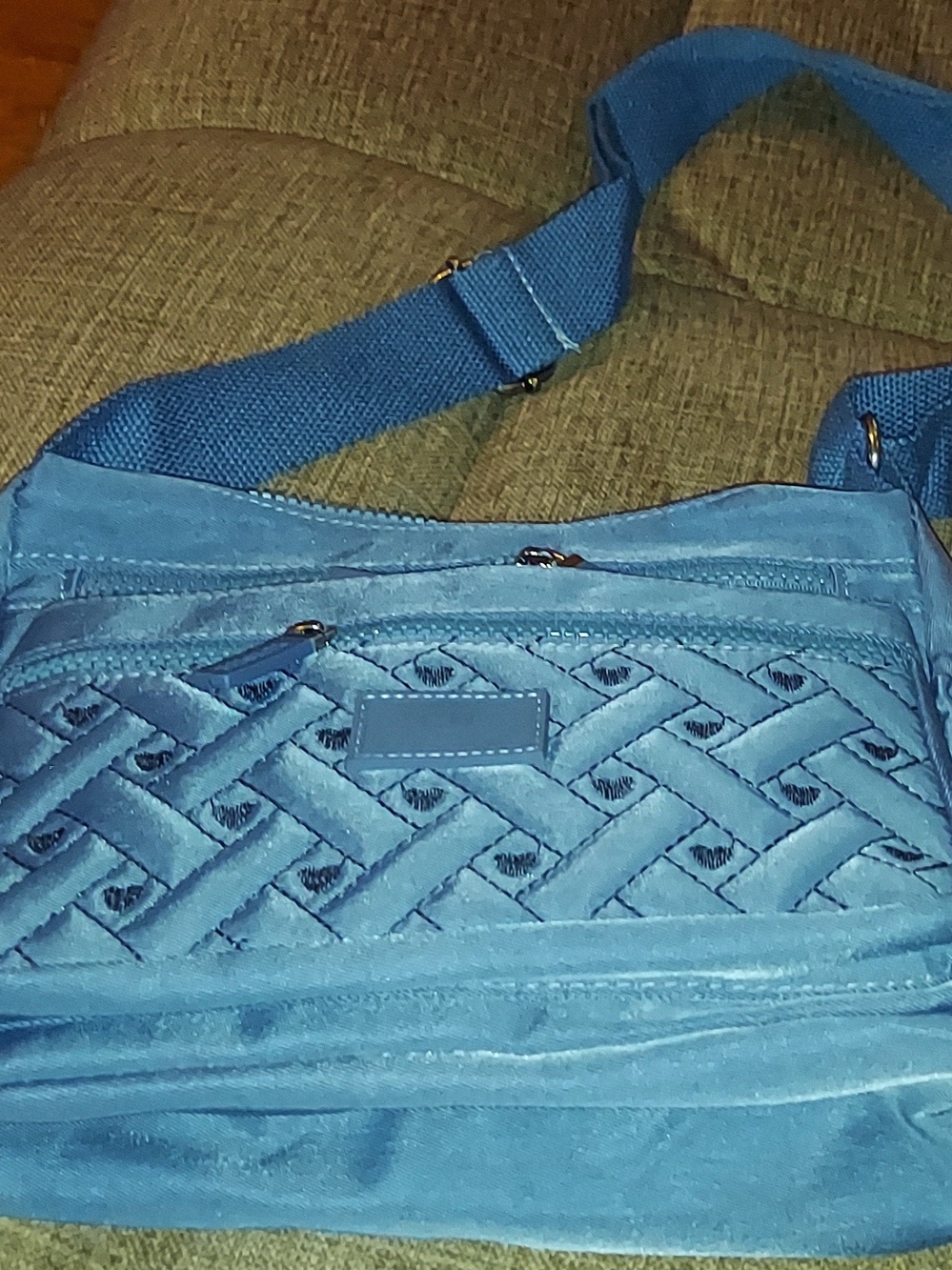 New Woven Teal Crossbody Bag with Adjustable Strap